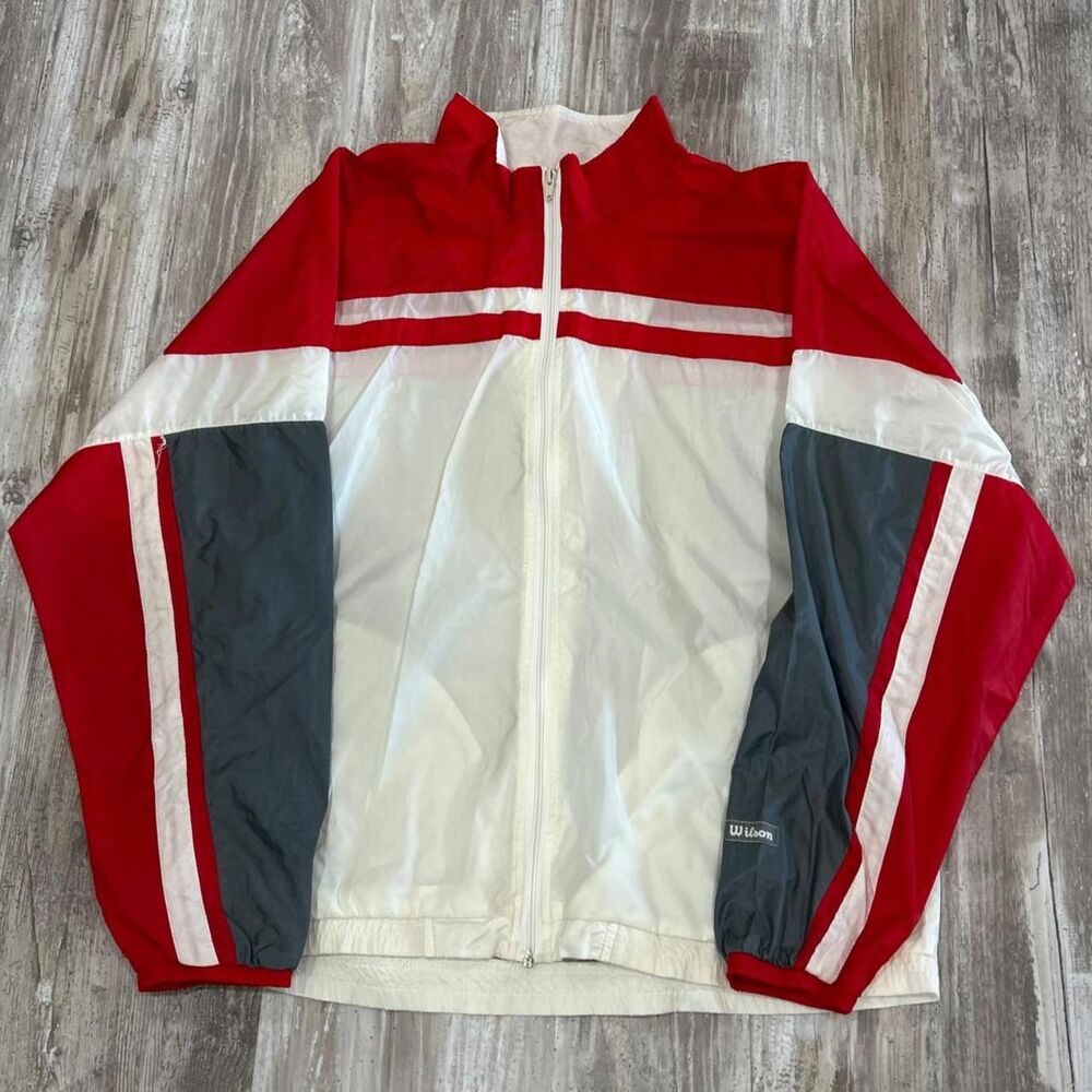 Authentic Vintage 80s/90s Wilson red + white windbreaker retro athletic athleisu